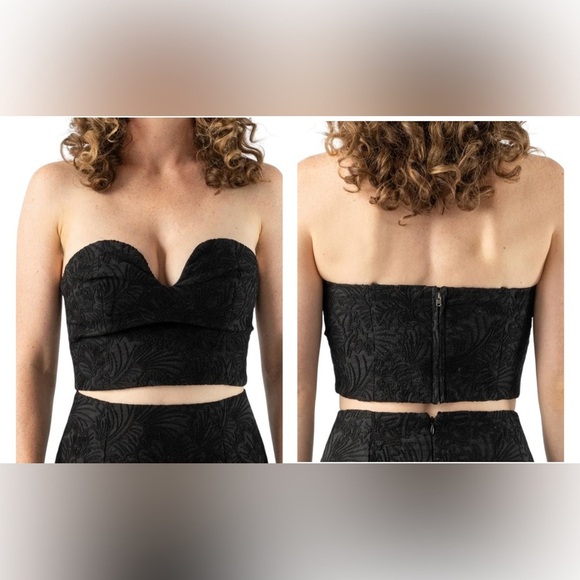 Mara Hoffman Liya Top Black Strapless Crop NWT Size 10 Organic Cotton - Picture 1 of 6